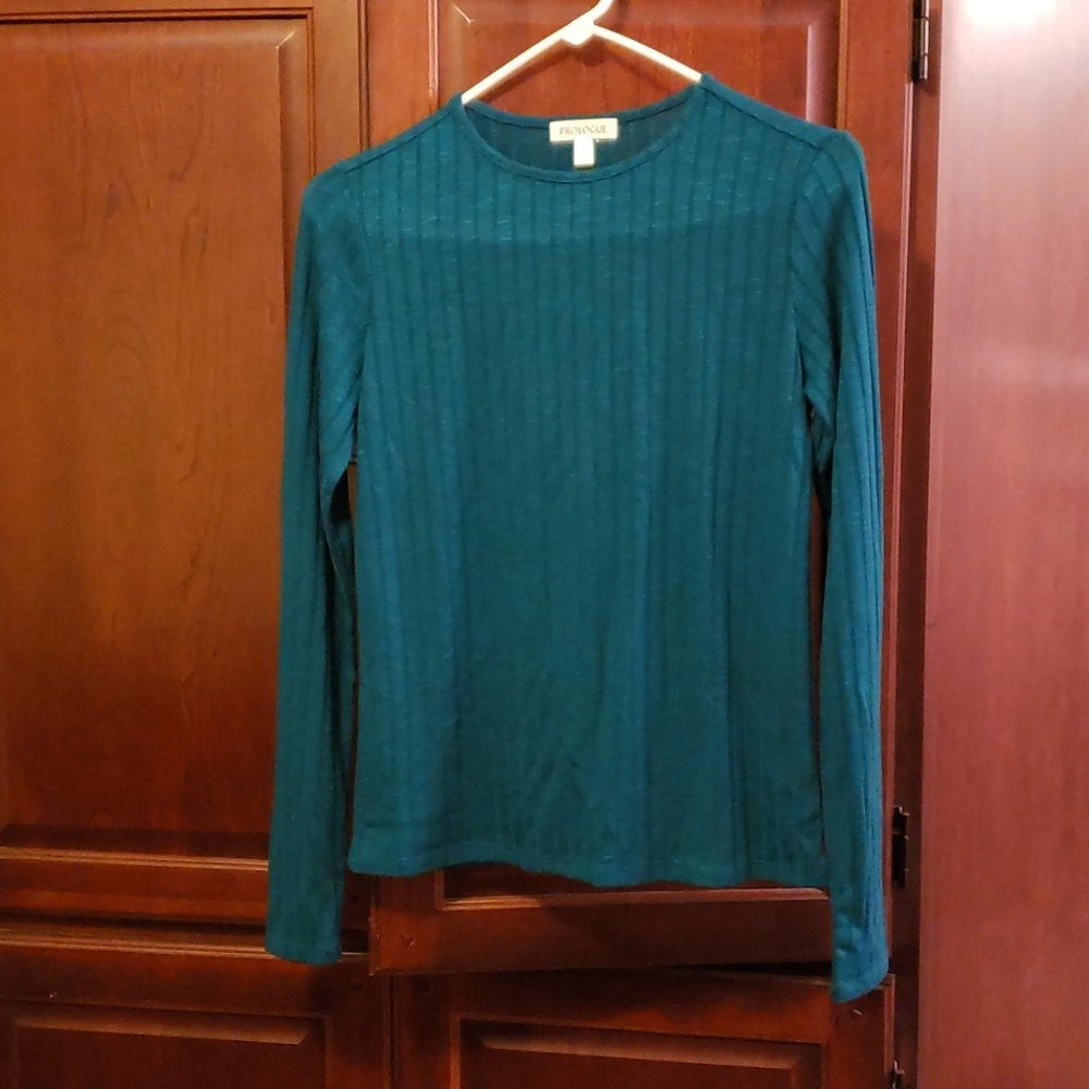 NEW Prologue Teal Ribbed Sweater